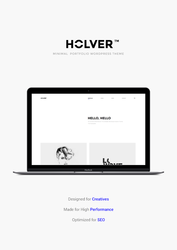 minimal portfolio holver wordpress theme